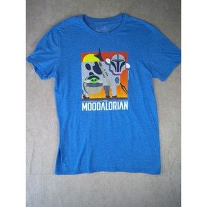 The MOOdalorian Star Wars The Mandalorian Parody T-shirt Size Medium Blue Funny